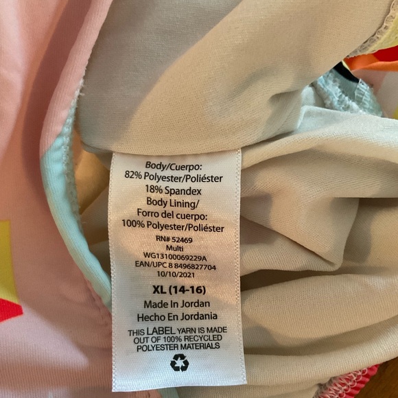 Wonder Nation Girls Surf Zip Geo Print, One Piece Swimwear, Girl’s Sz XL (14-16) - Picture 5 of 7